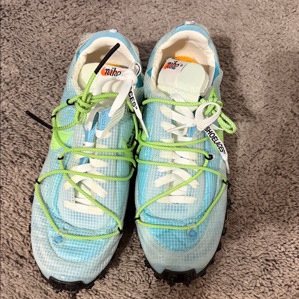 Nike Light Blue & Lime Trail Runner Sneakers